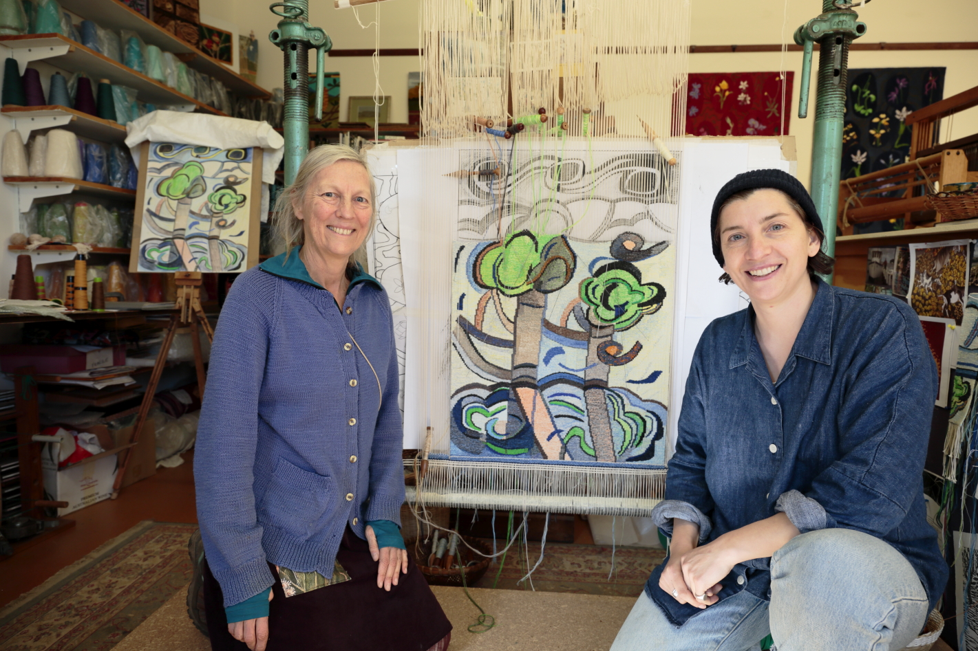 Jennifer Sharpe and Emily Ferretti in front of 'Planted Together' 2022. Photo by Tim Gresham. 