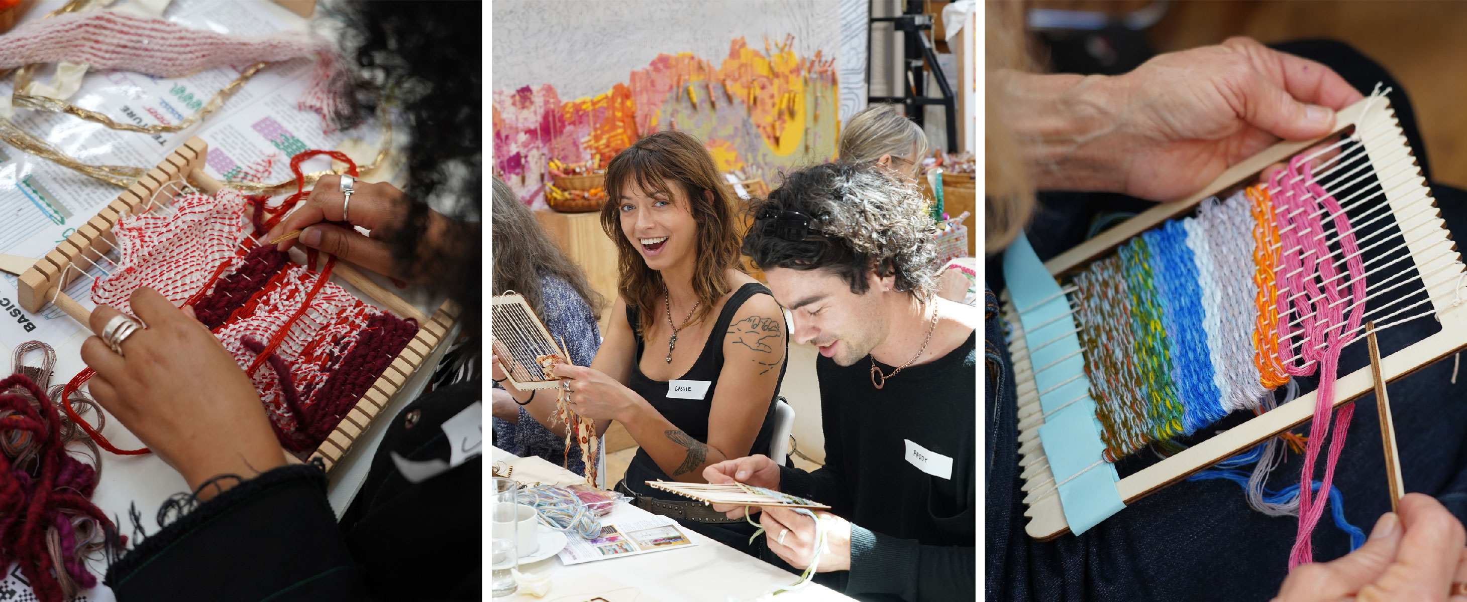 People enjoying weaving at ATW