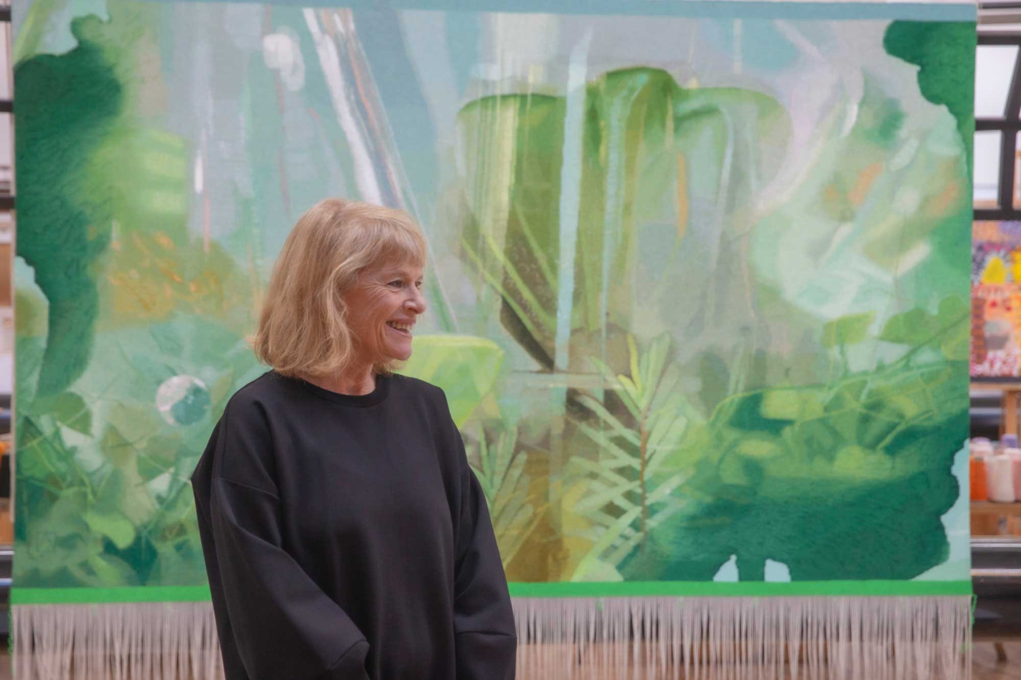 Janet Laurence in front of 'Heart the Plant Song' at the ATW. Photo: John Gollings AM.