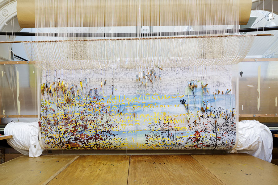 ‘Avenue of Remembrance,’ 2015, designed by Imants Tillers and woven by Chris Cochius, Sue Batten, Leonie Bessant, Pamela Joyce, Milena Paplinska, Laura Russell & Cheryl Thornton, wool and cotton, 3.27 x 2.83m. Photograph: Jeremy Weihrauch.